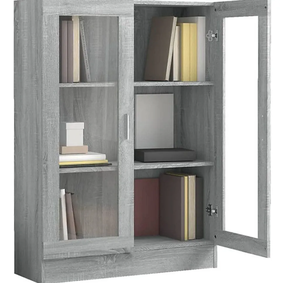 Armoire à vitrine Sonoma gris 82,5x30,5x115cm Bois d'ingénierie vidaXL