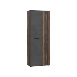 Armoire a chaussures - Béton gris foncé / Bois vintage - 18 paires - 68,7 x 36,5 x 181,1 cm - FORTE