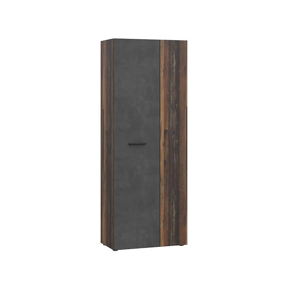 Armoire a chaussures - Béton gris foncé / Bois vintage - 18 paires - 68,7 x 36,5 x 181,1 cm - FORTE