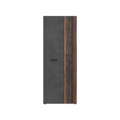Armoire a chaussures - Béton gris foncé / Bois vintage - 18 paires - 68,7 x 36,5 x 181,1 cm - FORTE