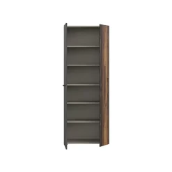 Armoire a chaussures - Béton gris foncé / Bois vintage - 18 paires - 68,7 x 36,5 x 181,1 cm - FORTE