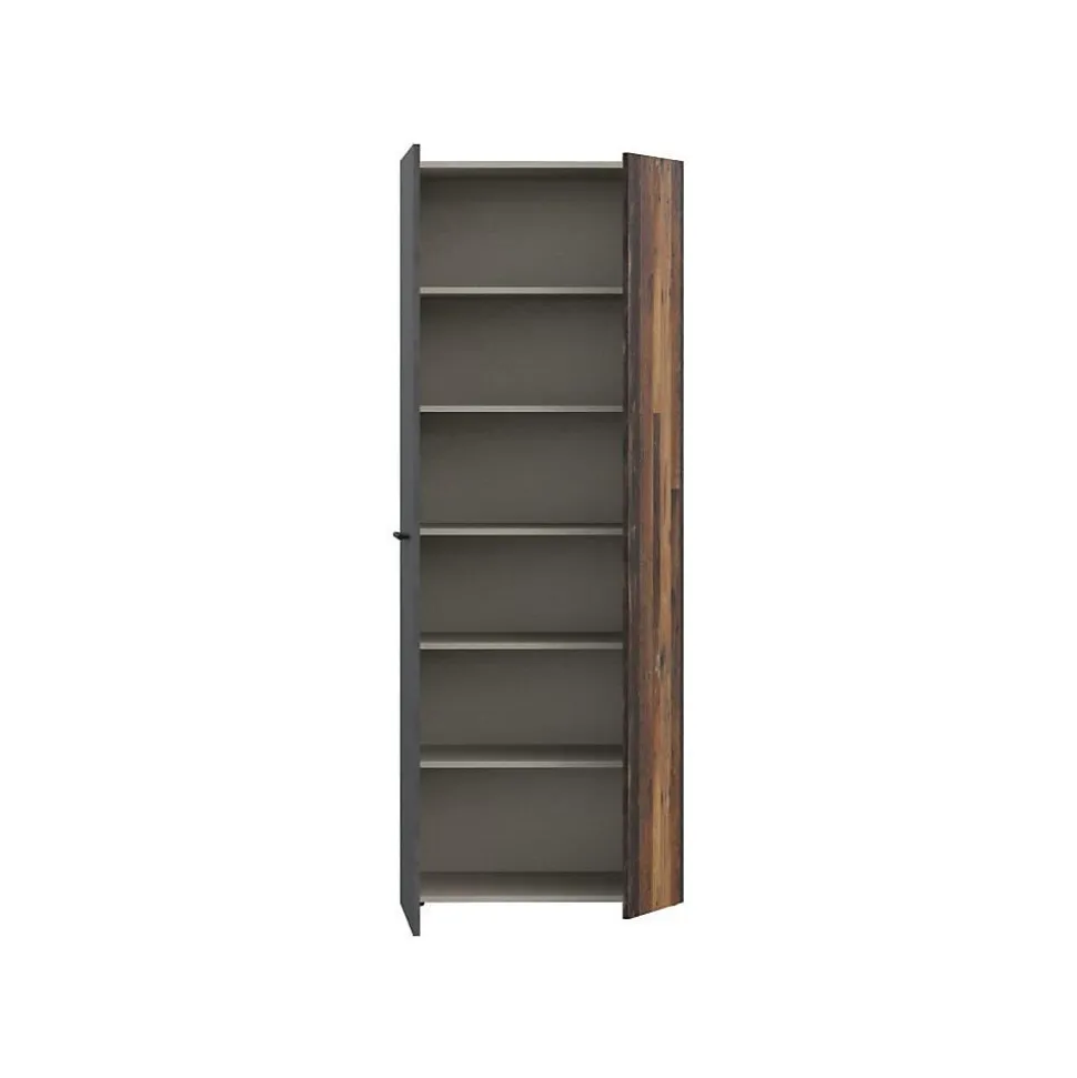 Armoire a chaussures - Béton gris foncé / Bois vintage - 18 paires - 68,7 x 36,5 x 181,1 cm - FORTE