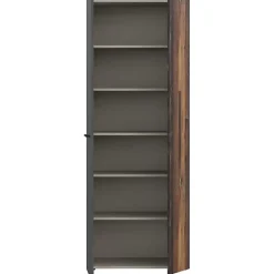 Armoire a chaussures - Béton gris foncé / Bois vintage - 18 paires - 68,7 x 36,5 x 181,1 cm - FORTE