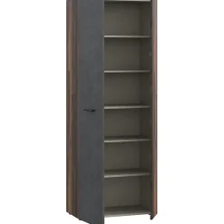 Armoire a chaussures - Béton gris foncé / Bois vintage - 18 paires - 68,7 x 36,5 x 181,1 cm - FORTE