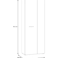Armoire a chaussures - Béton gris foncé / Bois vintage - 18 paires - 68,7 x 36,5 x 181,1 cm - FORTE