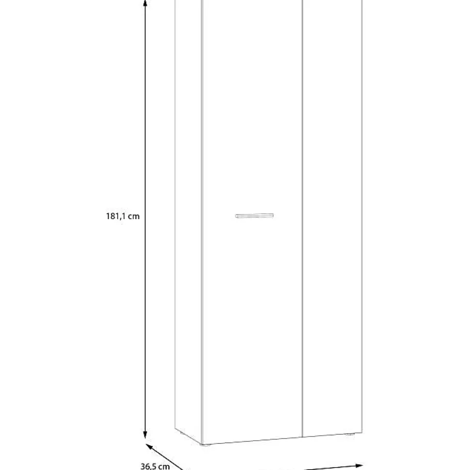 Armoire a chaussures - Béton gris foncé / Bois vintage - 18 paires - 68,7 x 36,5 x 181,1 cm - FORTE