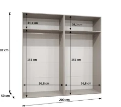Armoire a portes battantes Sandi 1 200 x H. 202 x P. 52, 4 portes