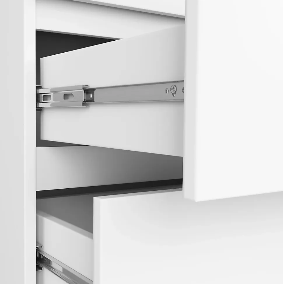 Armoire AKORD S90 avec miroir Blanche 90 cm 2 portes 2 tiroirs façade Blanche 4 étagères 90x51x180 cm