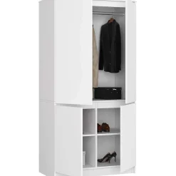 Armoire AKORD S90 Blanche 90 cm 4 portes façade Blanche 4 étagères 90x51x180 cm