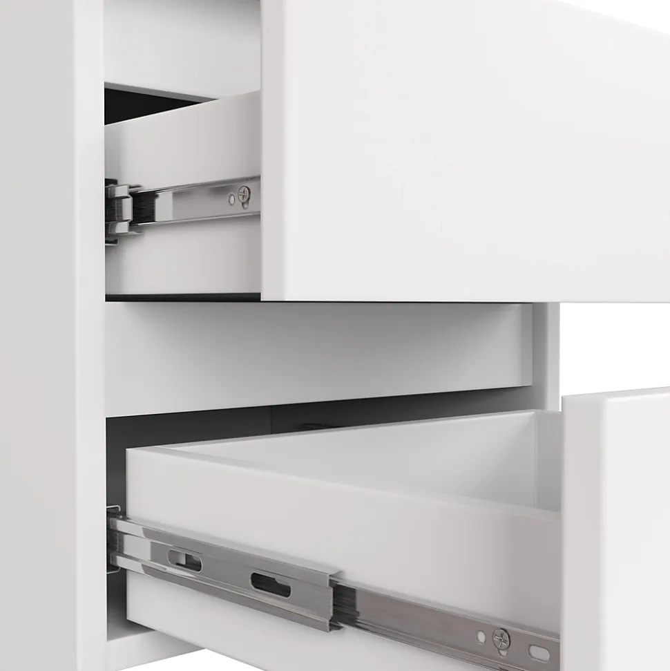 Armoire AKORD S90 Blanche 90 cm 2 portes 2 tiroirs façade Blanche 4 étagères 90x51x180 cm