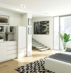 Armoire AKORD S60 Blanche 60 cm 2 portes 2 tiroirs façade Blanche 1 étagère 60x51x180 cm