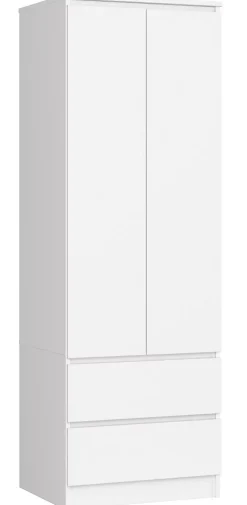 Armoire AKORD S60 Blanche 60 cm 2 portes 2 tiroirs façade Blanche 1 étagère 60x51x180 cm