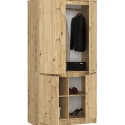 Armoire AKORD S90 Chêne Artisan 90 cm 4 portes façade Chêne Artisan 4 étagères 90x51x180 cm
