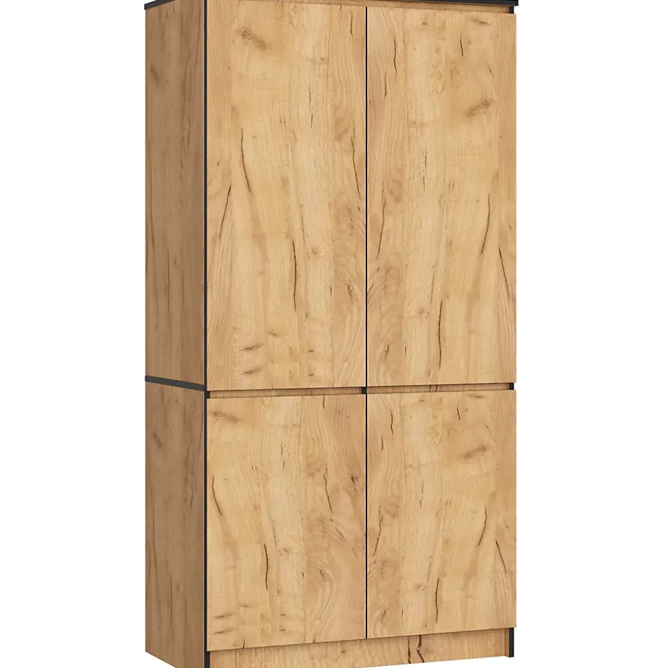 Armoire AKORD S90 Chêne Craft 90 cm 4 portes façade Chêne Craft 4 étagères 90x51x180 cm