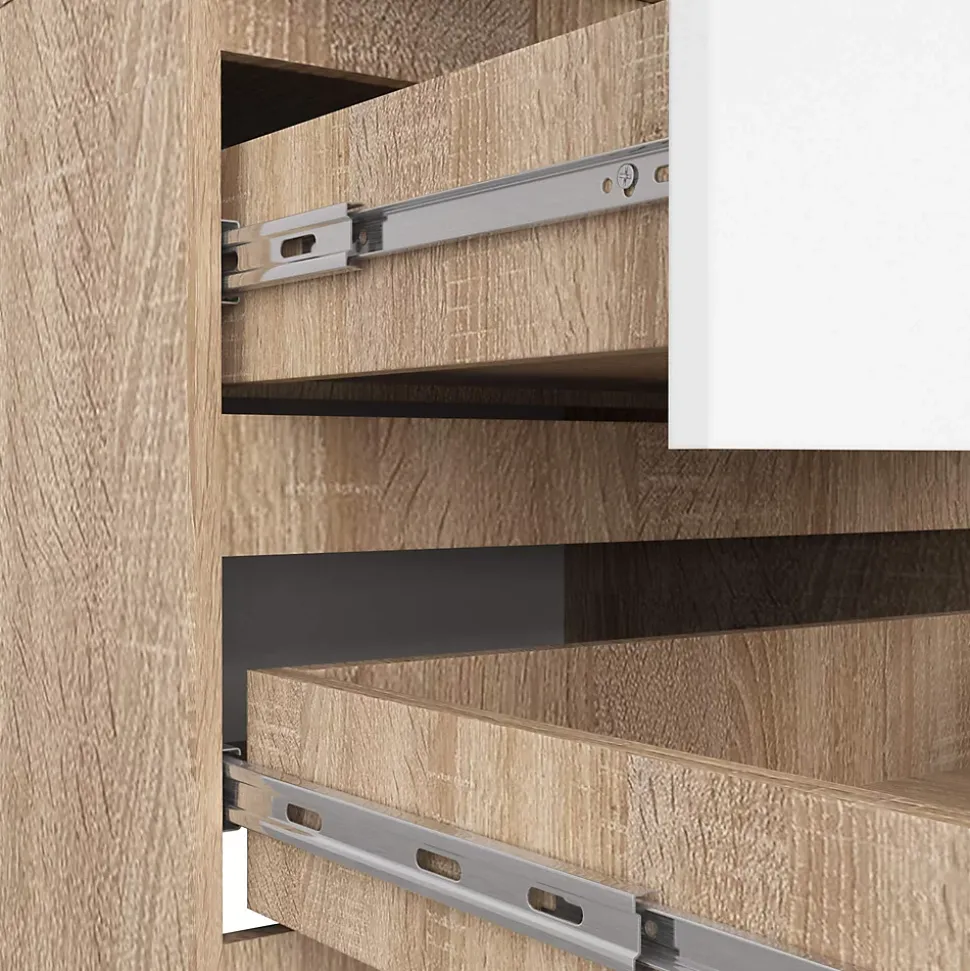 Armoire AKORD S60 Chêne Sonoma 60 cm 2 portes 2 tiroirs façade Blanche 1 étagère 60x51x180 cm