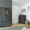 Armoire AKORD S90 Gris Graphite 90 cm 2 portes 2 tiroirs façade Gris Graphite 4 étagères 90x51x180 cm