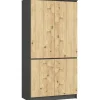 Armoire AKORD S90 Gris Graphite 90 cm 4 portes façade Chêne Artisan 4 étagères 90x51x180 cm