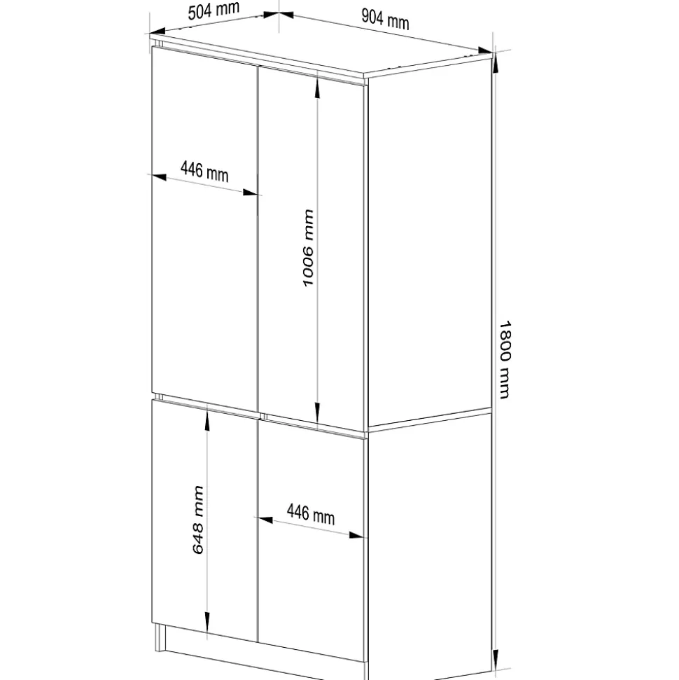 Armoire AKORD S90 Gris Graphite 90 cm 4 portes façade Chêne Artisan 4 étagères 90x51x180 cm