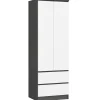 Armoire AKORD S60 Gris Graphite 60 cm 2 portes 2 tiroirs façade Blanche 1 étagère 60x51x180 cm