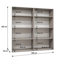 Armoire Alicante 2 a portes battantes H. 202 x L.200 x P. 52, 4 portes