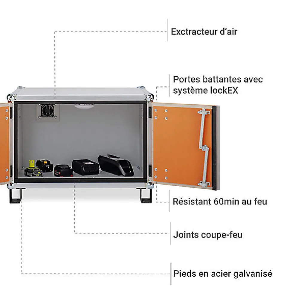 Armoire antifeu batteries - Avec pieds - 11891