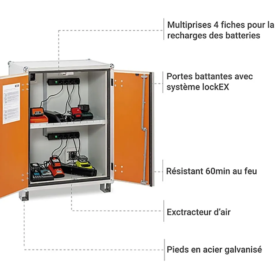 Armoire antifeu batteries - Avec pieds - 11899