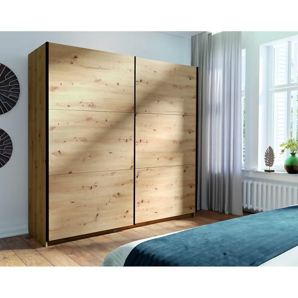 Armoire ARSALA 150 cm en chene artisan 2 portes coulissantes