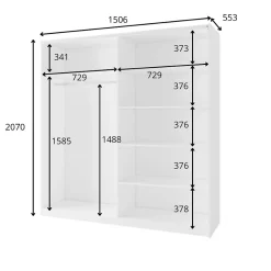 Armoire ARSALA 150 cm en gris graphite 2 portes coulissantes