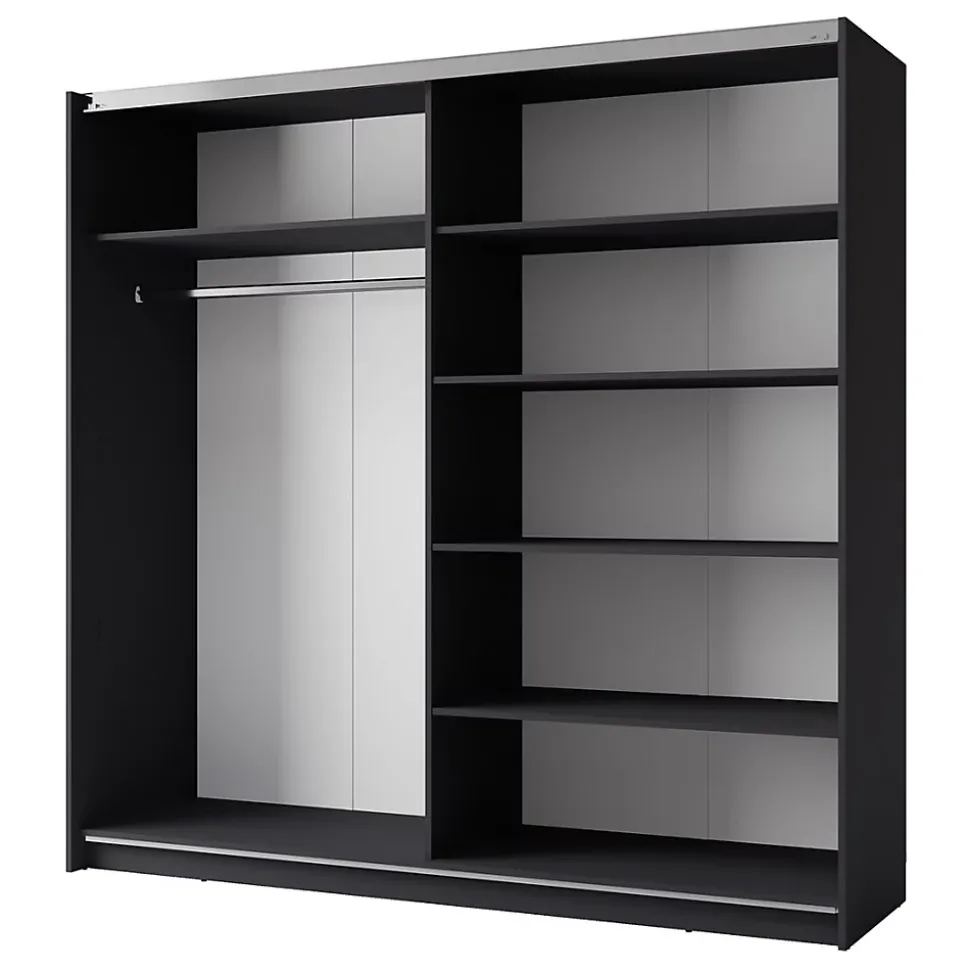 Armoire ARSALA 150 cm en gris graphite 2 portes coulissantes