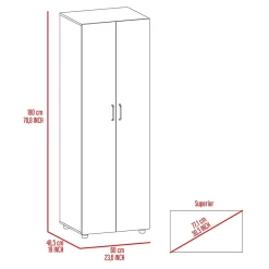 Armoire Aurora en mélamine avec deux étagères et une tringle à vêtements , 180 cm X 60 cm X 48.5 cm , Noir