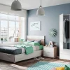 Armoire avec 2 portes 2 tiroirs Coloris chêne et blanc - Dim : L 81 x H 180 x P 52 cm
