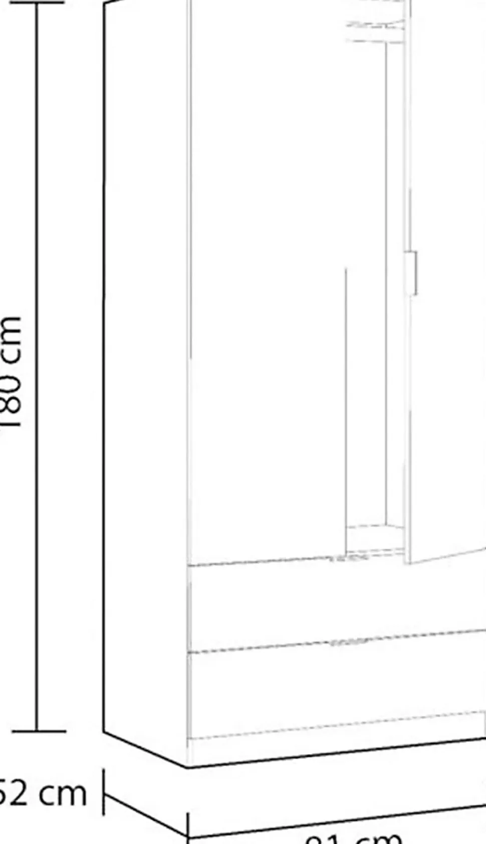 Armoire avec 2 portes 2 tiroirs Coloris chêne et blanc - Dim : L 81 x H 180 x P 52 cm