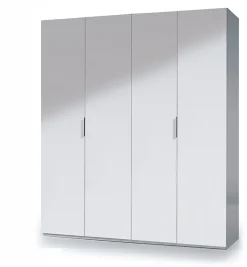 Armoire avec 4 portes coloris blanc en bois - Dim : H200 x L180 x P52 cm
