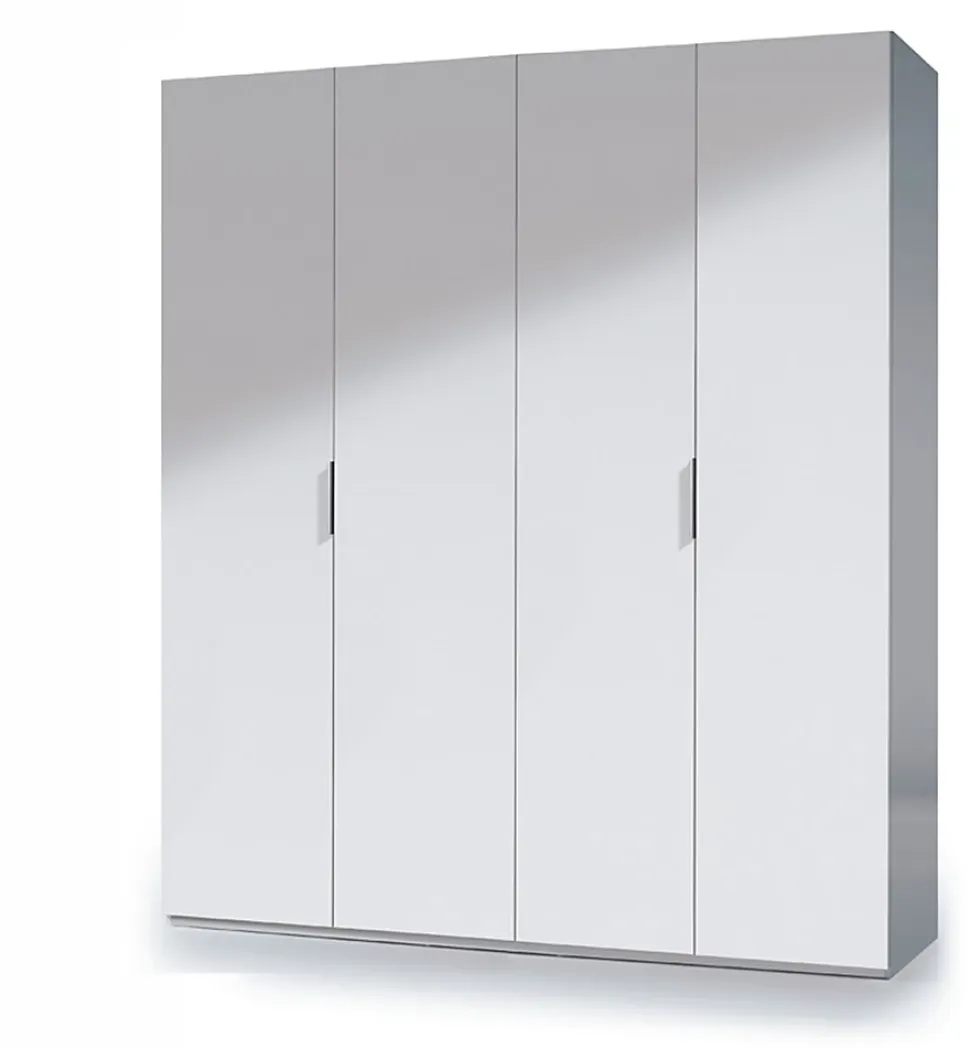 Armoire avec 4 portes coloris blanc en bois - Dim : H200 x L180 x P52 cm
