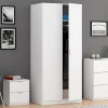 Armoire avec 2 portes coloris blanc - 180 x 81 x 52 cm