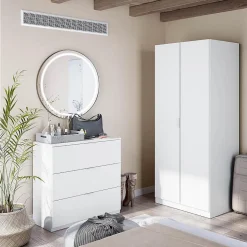 Armoire avec 2 portes coloris blanc - 180 x 81 x 52 cm