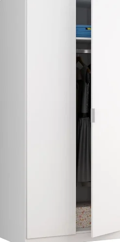 Armoire avec 2 portes coloris blanc - 180 x 81 x 52 cm