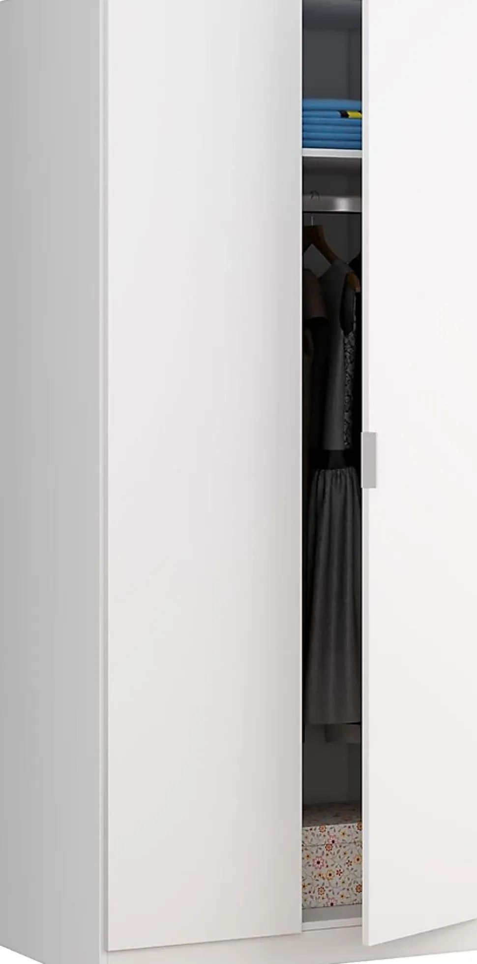 Armoire avec 2 portes coloris blanc - 180 x 81 x 52 cm