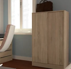 Armoire avec 2 portes coulissantes coloris Cambrian - Hauteur 120 x Longueur 74 x Profondeur 33 cm