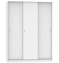 Armoire avec 3 portes coulissantes coloris blanc - Hauteur 200 x Longueur 150 x Profondeur 55 cm