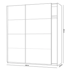Armoire avec 2 portes coulissantes coloris Alaska chêne à nœuds / blanc artic - Hauteur 200 x Longueur 180 x Profondeur 60 cm