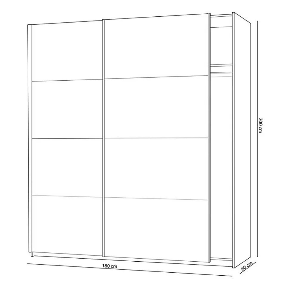 Armoire avec 2 portes coulissantes coloris Alaska chêne à nœuds / blanc artic - Hauteur 200 x Longueur 180 x Profondeur 60 cm