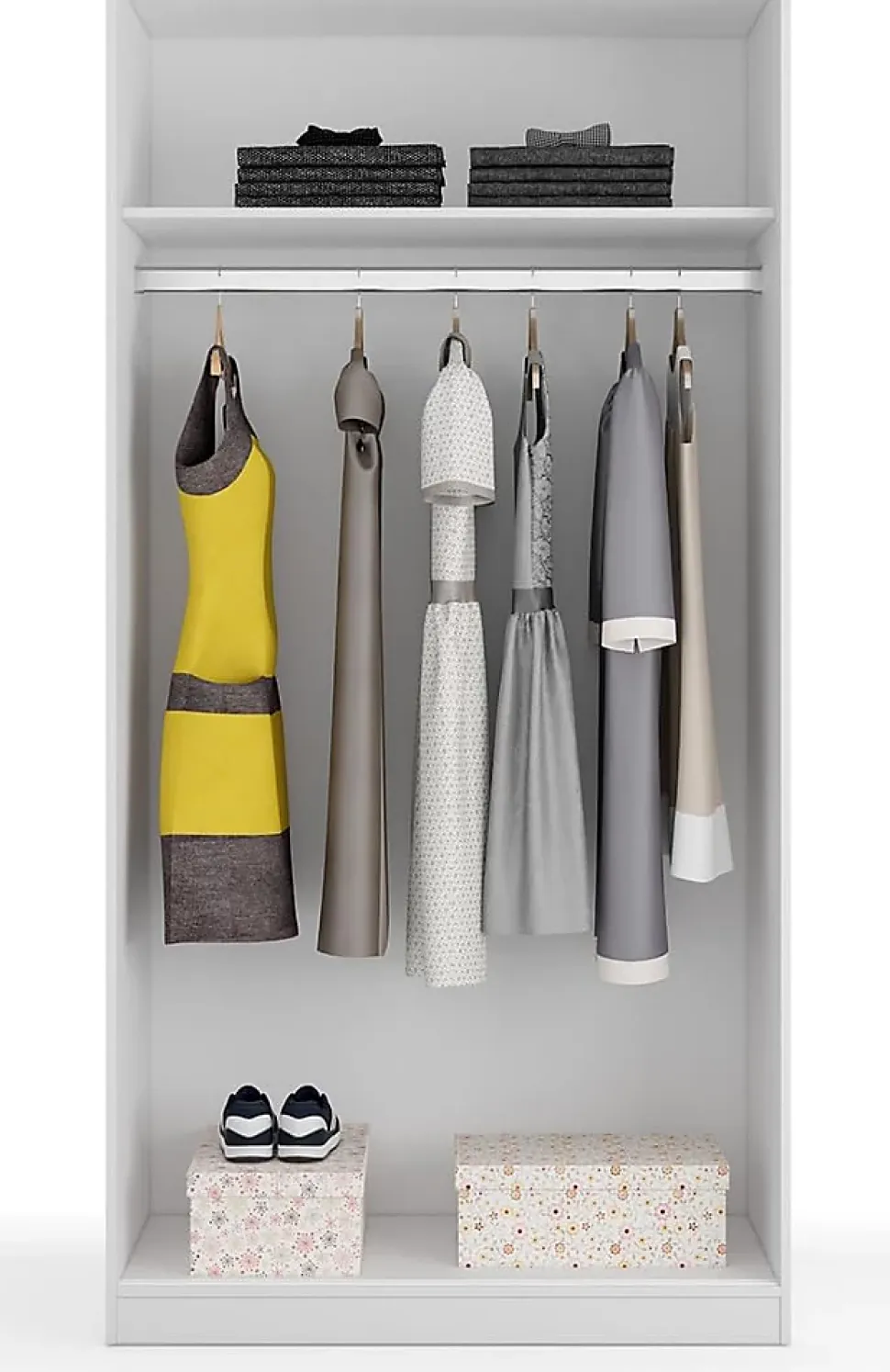 Armoire avec 2 Portes Coulissantes coloris Blanc - Dim : L 100 cm x H 200 x P 50 cm