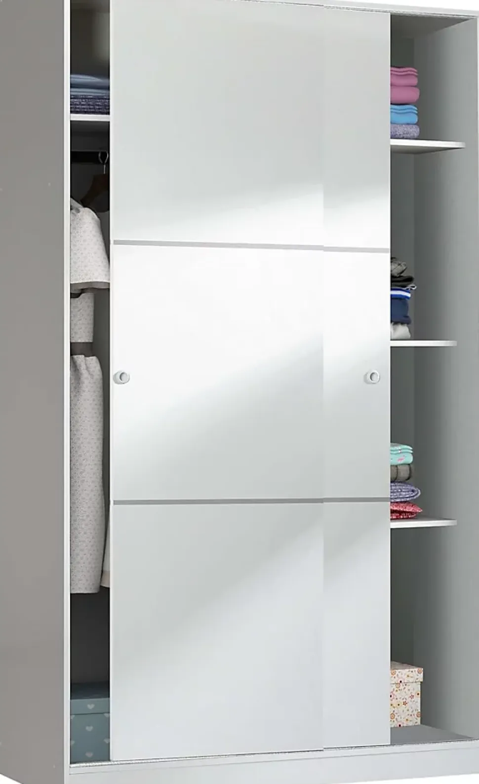 Armoire avec 2 portes coulissantes coloris blanc - Dim : L 120 x H200 x P 50 cm