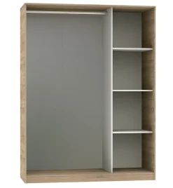 Armoire avec 3 portes coulissantes coloris Cambrian/Blanc - Hauteur 200 x Longueur 150 x Profondeur 55 cm