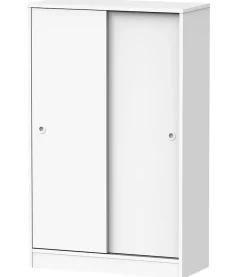 Armoire avec 2 portes coulissantes coloris blanc - Hauteur 120 x Longueur 74 x Profondeur 33 cm