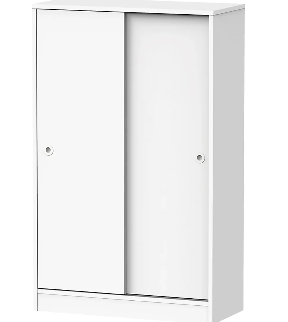 Armoire avec 2 portes coulissantes coloris blanc - Hauteur 120 x Longueur 74 x Profondeur 33 cm