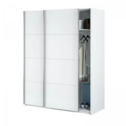 Armoire avec 2 portes coulissantes coloris blanc artik - Longueur 150 x Profondeur 60 x Hauteur 200 cm