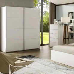 Armoire avec 2 portes coulissantes coloris blanc artik - Longueur 150 x Profondeur 60 x Hauteur 200 cm