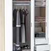 Armoire avec 3 portes et 3 tiroirs Coloris chêne et blanc - Dim : L 121 x H 180 x P 52 cm